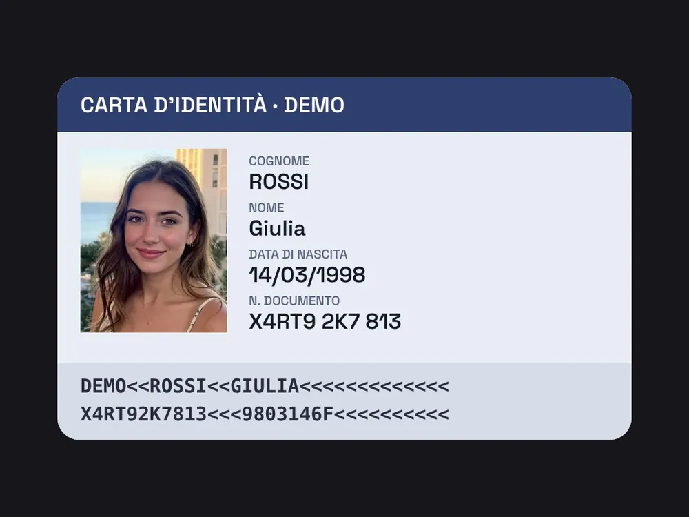 Prima · Documento d’identità
