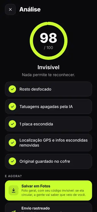 Sua pontuação de proteção